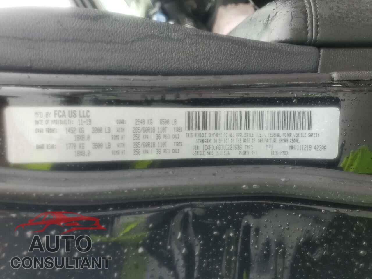 DODGE DURANGO 2020 - 1C4RDJAG3LC220636