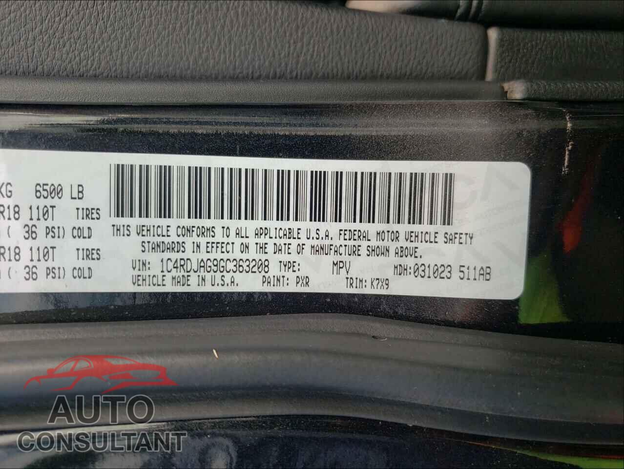 DODGE DURANGO 2016 - 1C4RDJAG9GC363208