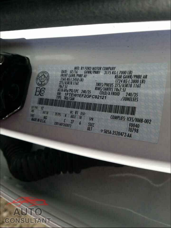 FORD F150 2016 - 1FTEW1EF2GFC92121