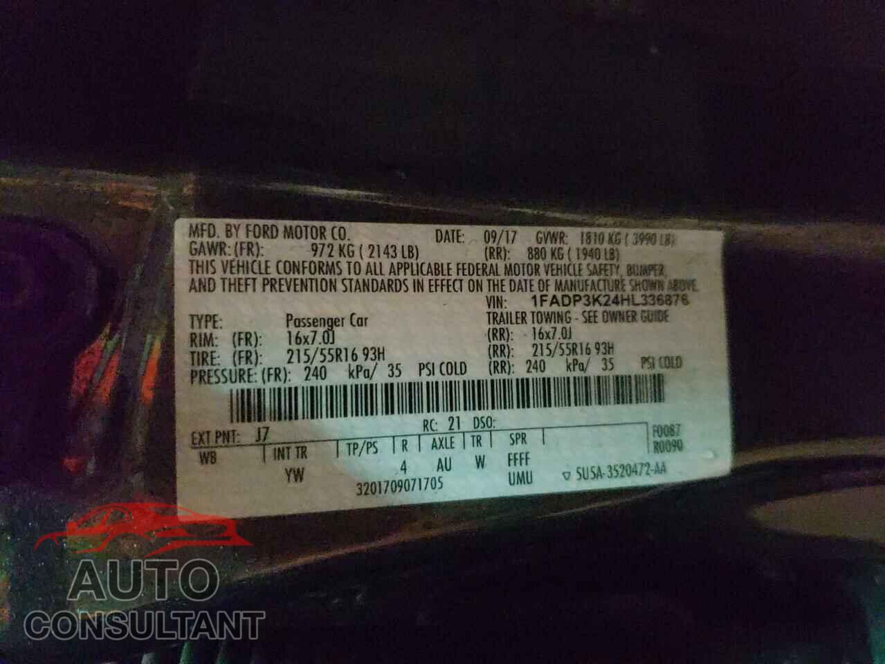 FORD FOCUS 2017 - 1FADP3K24HL336876