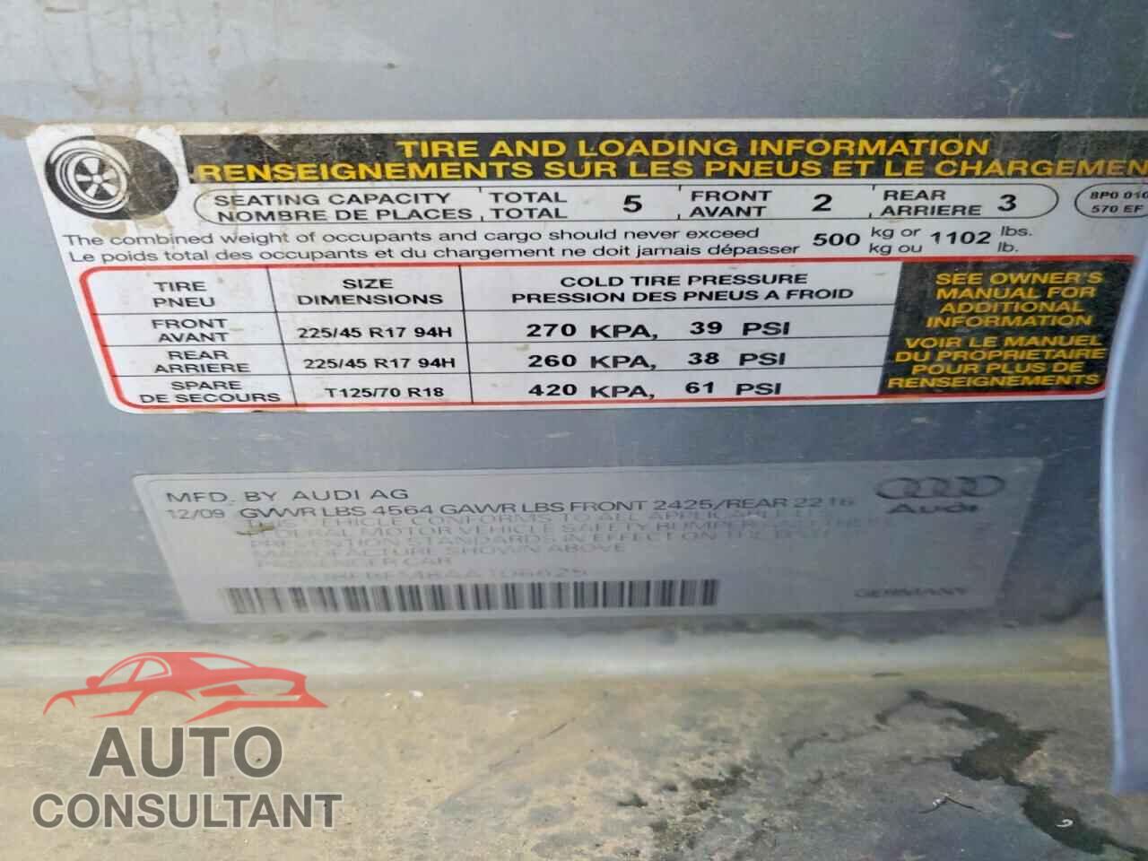 AUDI A3 2010 - WAUBEBFM8AA106625