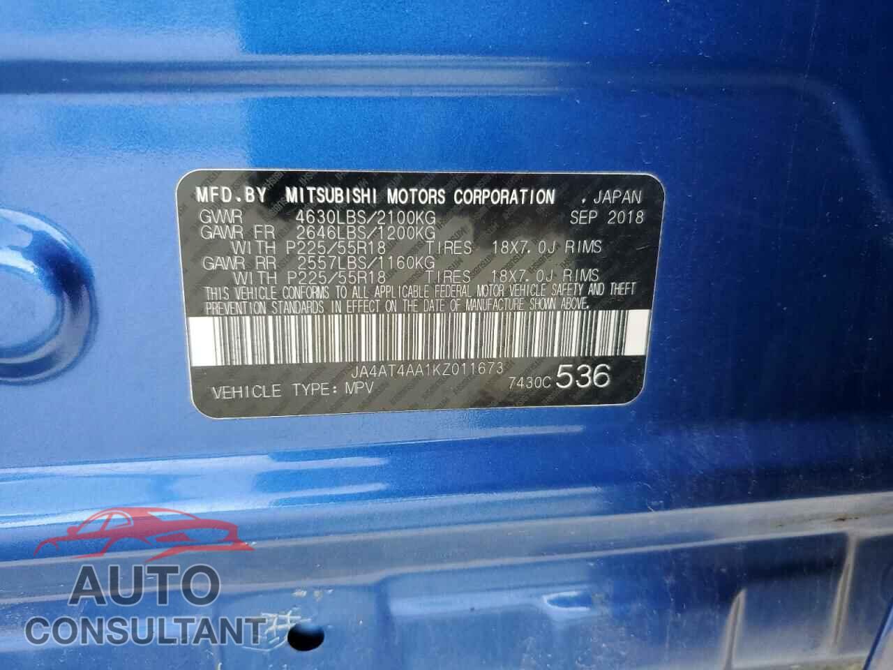 MITSUBISHI ECLIPSE 2019 - JA4AT4AA1KZ011673