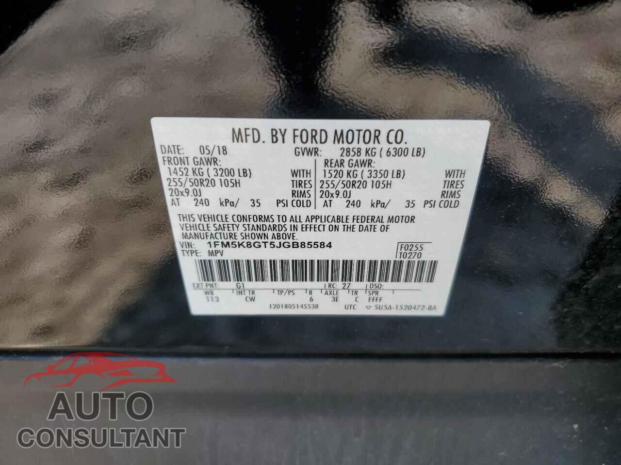 FORD EXPLORER 2018 - 1FM5K8GT5JGB85584