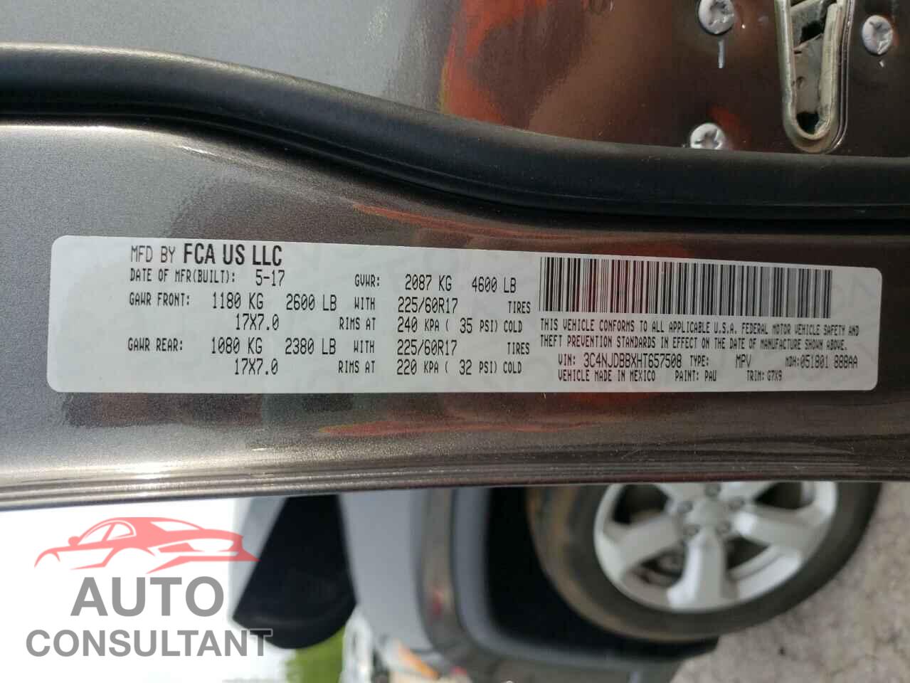 JEEP COMPASS 2017 - 3C4NJDBBXHT657508
