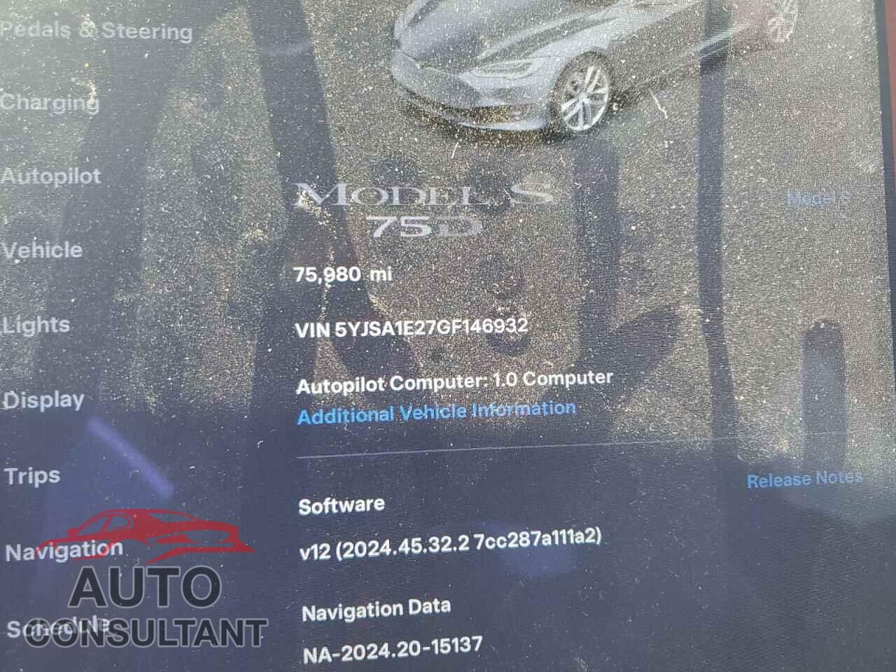 TESLA MODEL S 2016 - 5YJSA1E27GF146932