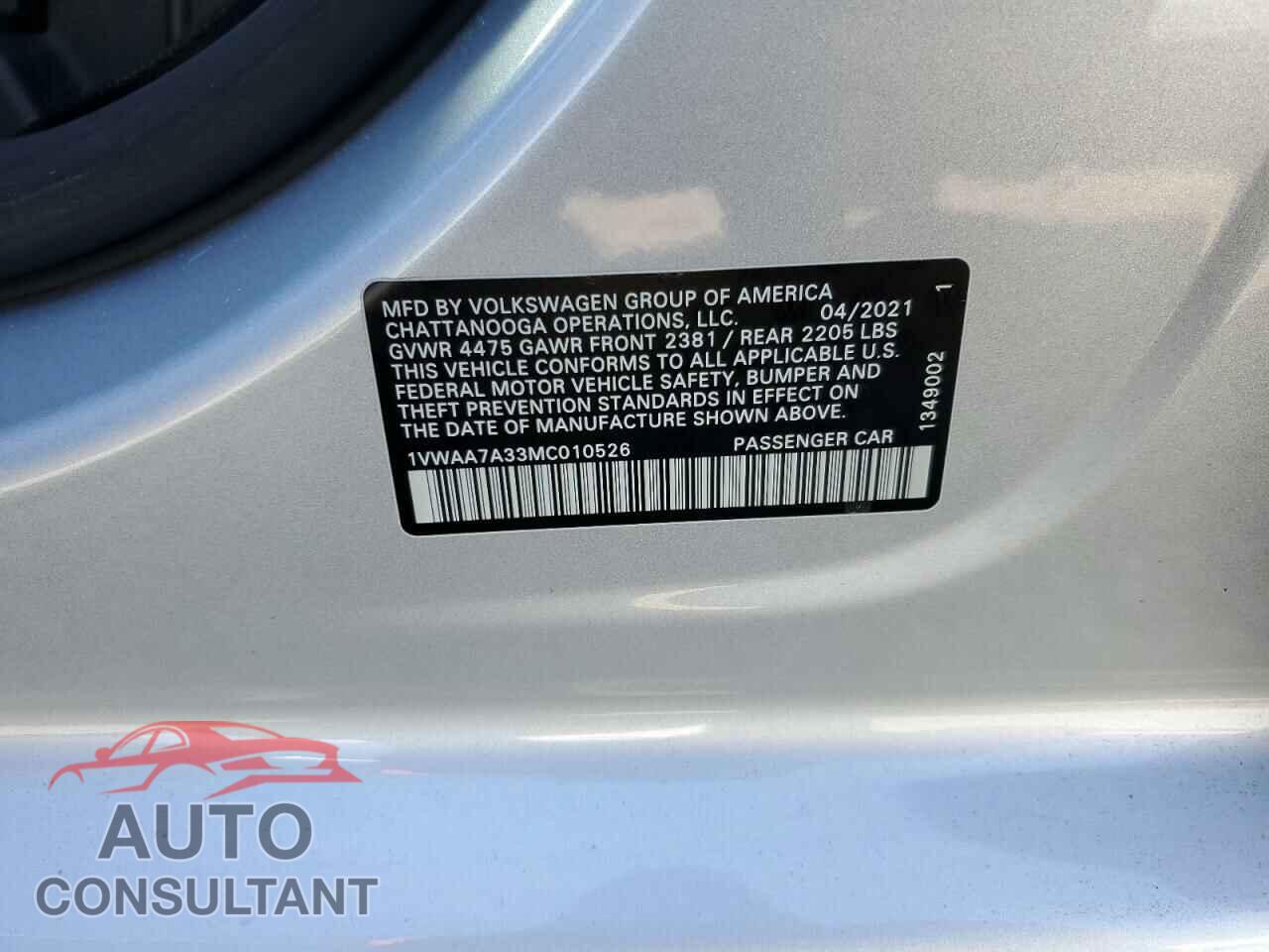 VOLKSWAGEN PASSAT 2021 - 1VWAA7A33MC010526