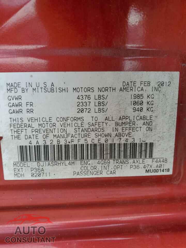 MITSUBISHI GALANT 2012 - 4A32B3FF5CE017431