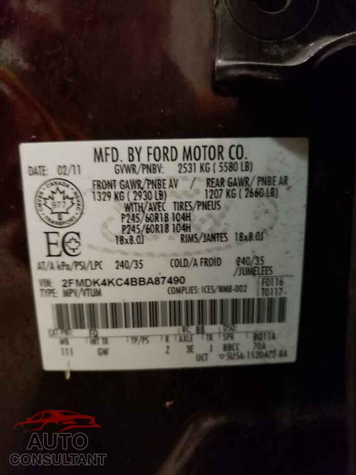 FORD EDGE 2011 - 2FMDK4KC4BBA87490