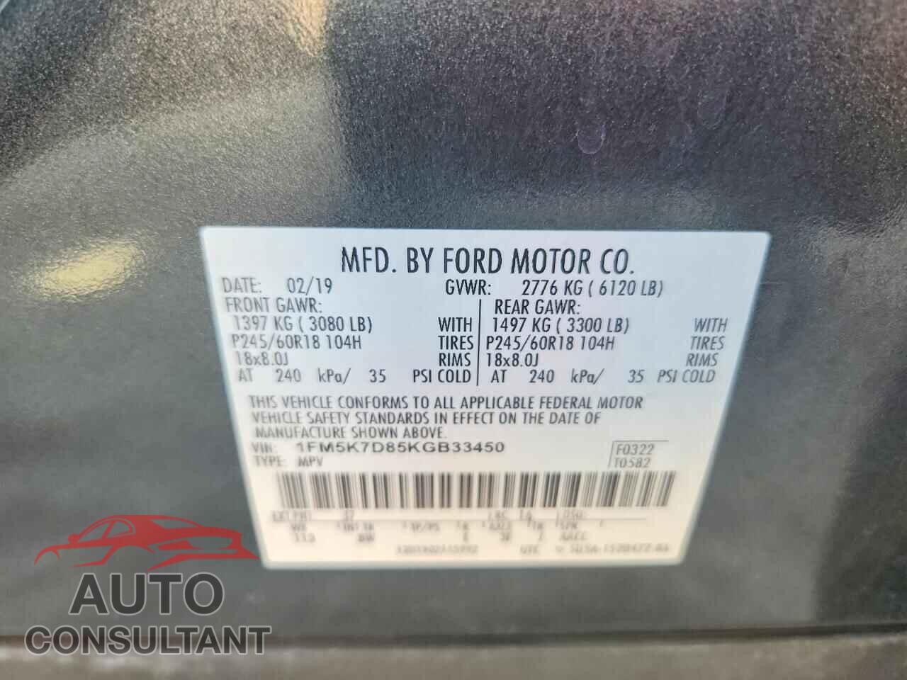 FORD EXPLORER 2019 - 1FM5K7D85KGB33450