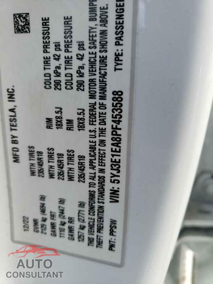TESLA MODEL 3 2023 - 5YJ3E1EA8PF453588