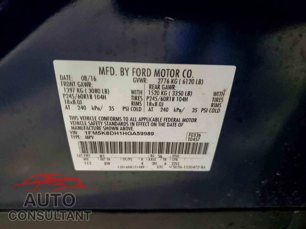 FORD EXPLORER 2017 - 1FM5K8DH1HGA59989