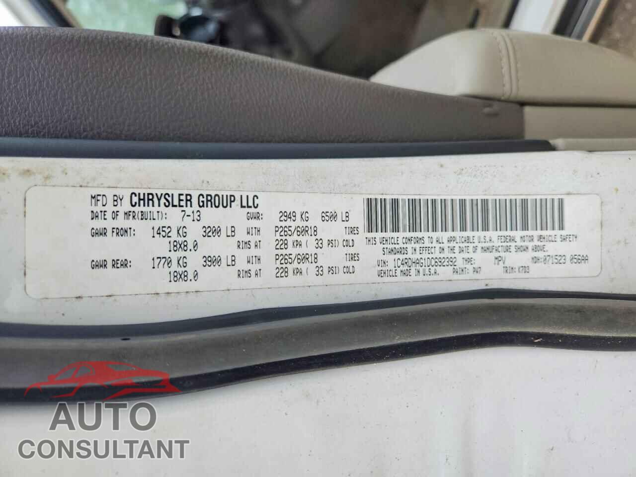 DODGE DURANGO 2013 - 1C4RDHAG1DC692392