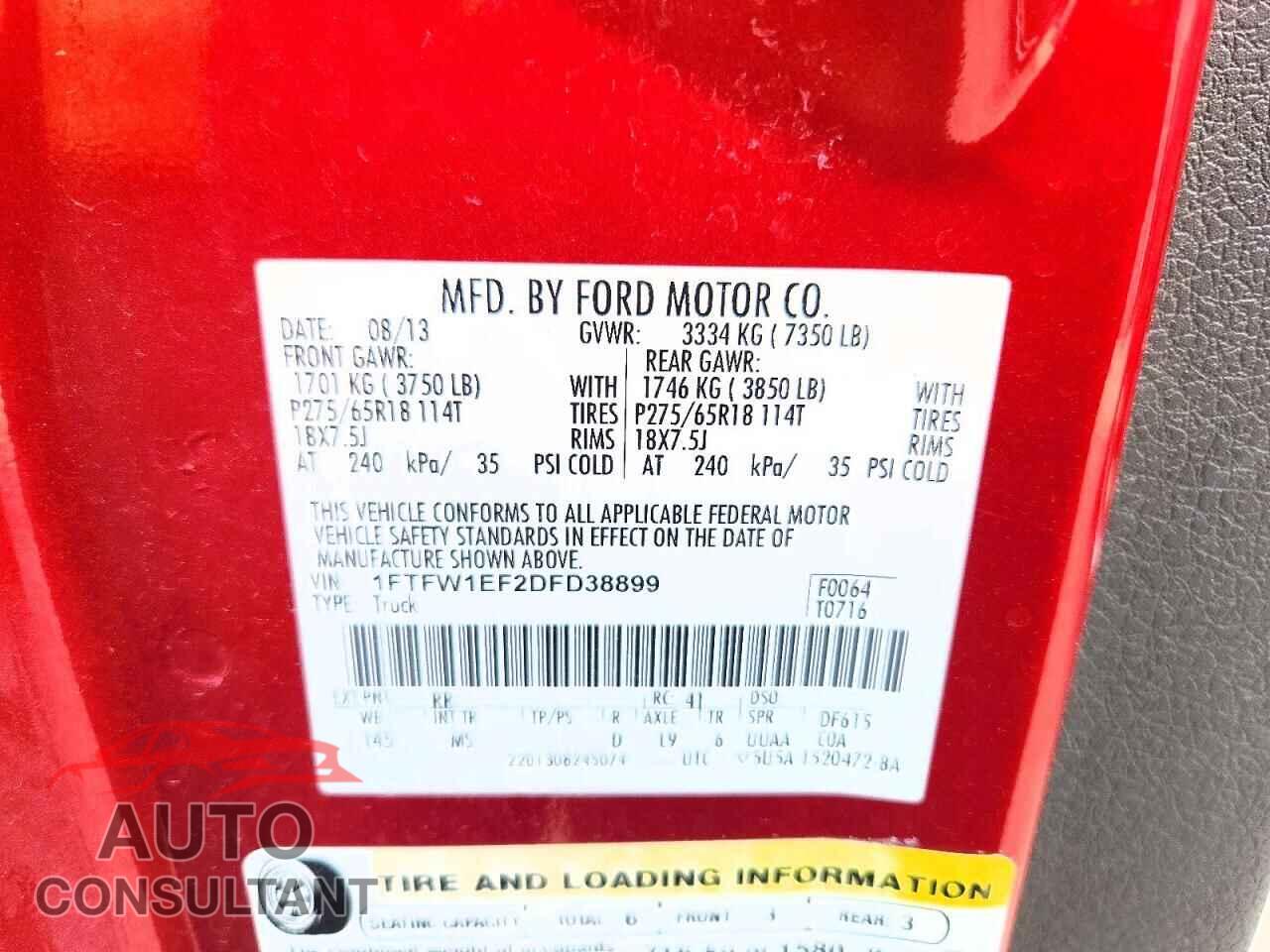 FORD F150 2013 - 1FTFW1EF2DFD38899
