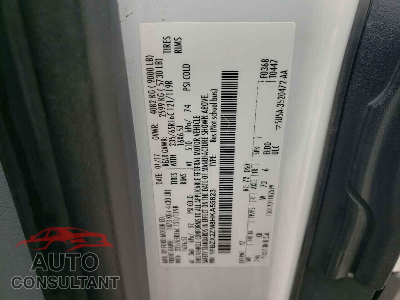 FORD TRANSIT 2017 - 1FBZX2ZM8HKA55823
