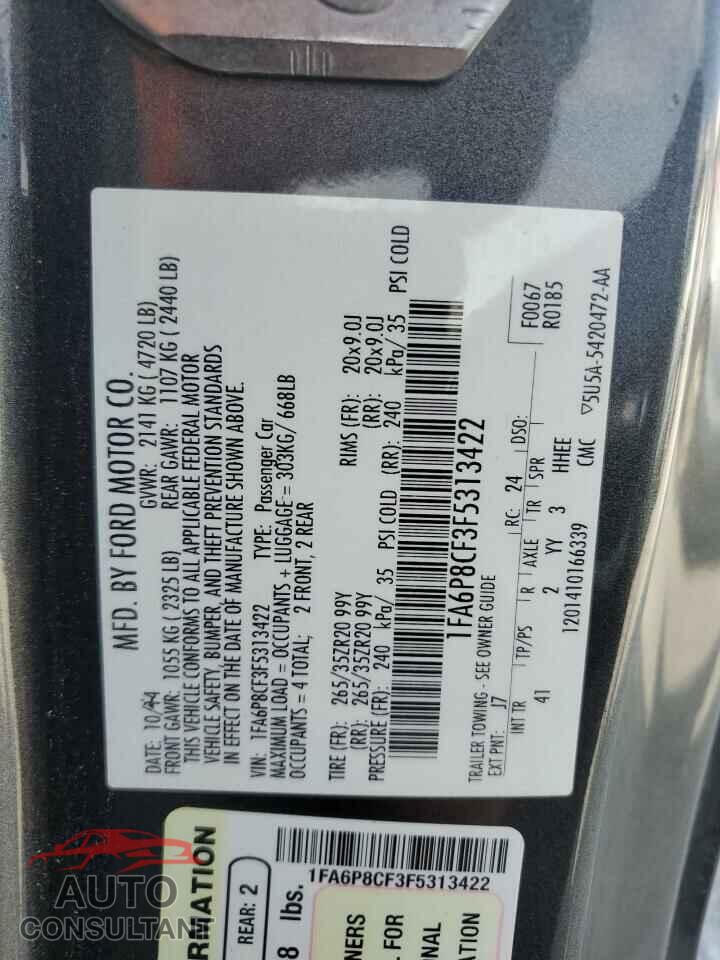 FORD MUSTANG 2015 - 1FA6P8CF3F5313422
