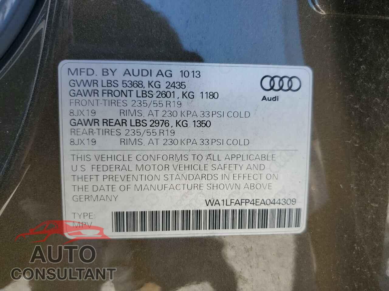 AUDI Q5 2014 - WA1LFAFP4EA044309