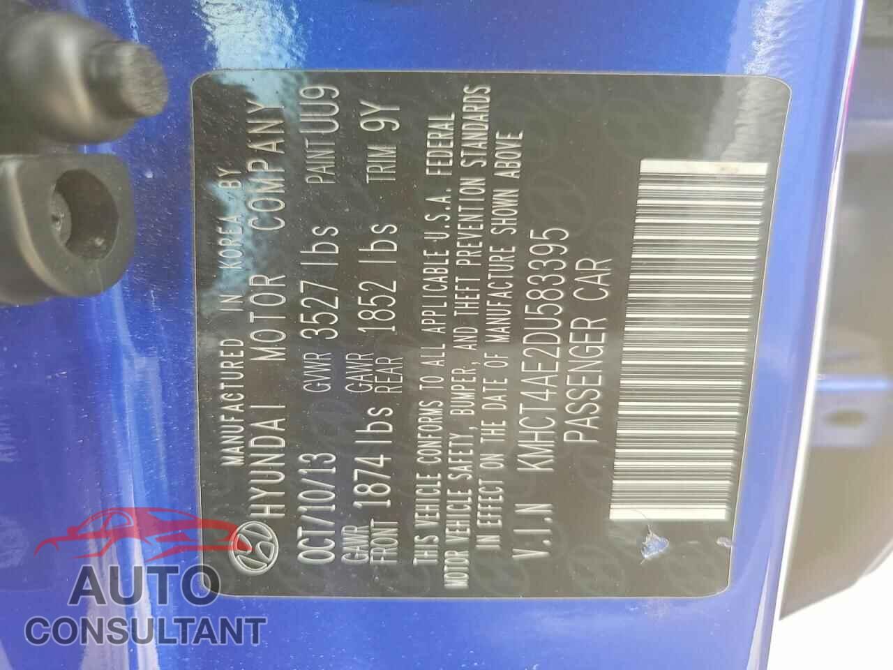 HYUNDAI ACCENT 2013 - KMHCT4AE2DU583395
