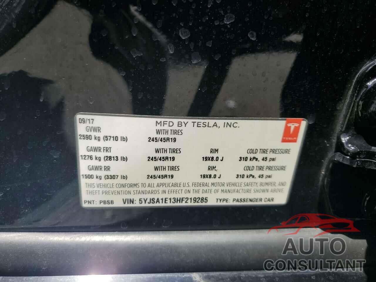 TESLA MODEL S 2017 - 5YJSA1E13HF219285