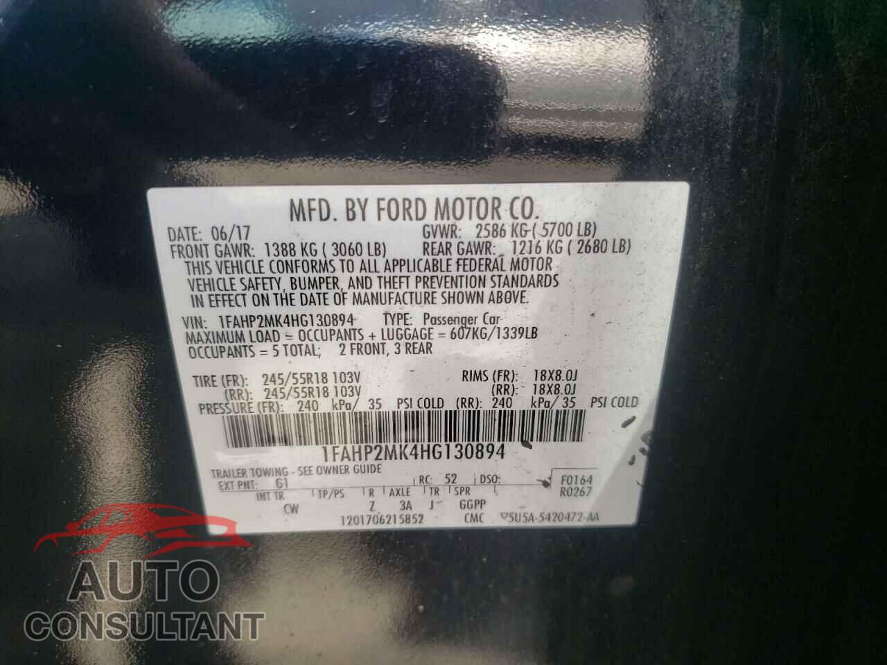 FORD TAURUS 2017 - 1FAHP2MK4HG130894