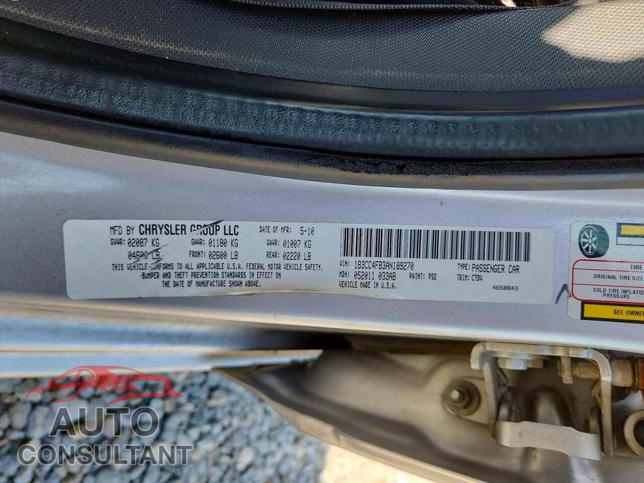 DODGE AVENGER 2010 - 1B3CC4FB3AN189270