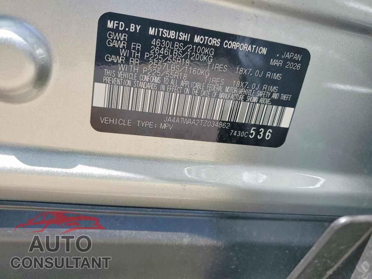 MITSUBISHI ECLIPSE 2026 - JA4ATWAA2TZ034862