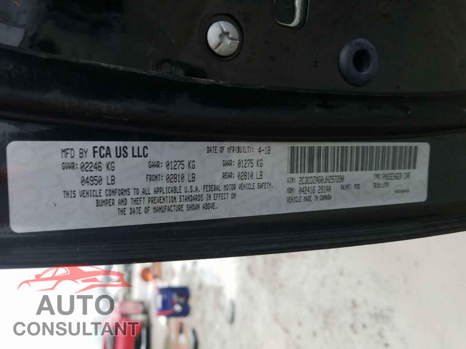 DODGE CHALLENGER 2018 - 2C3CDZAG0JH297290