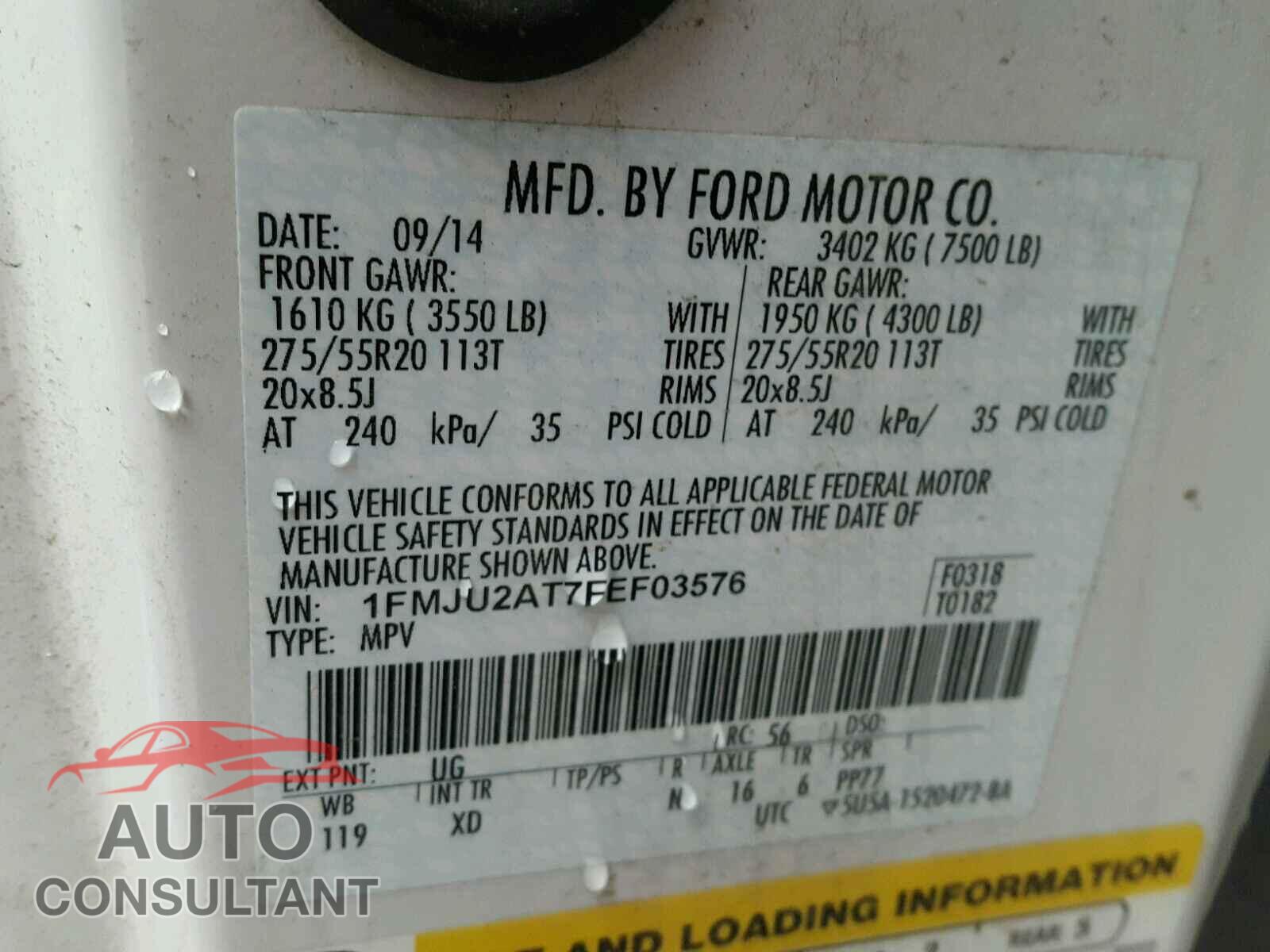 FORD EXPEDITION 2015 - 1FMJU2AT7FEF03576