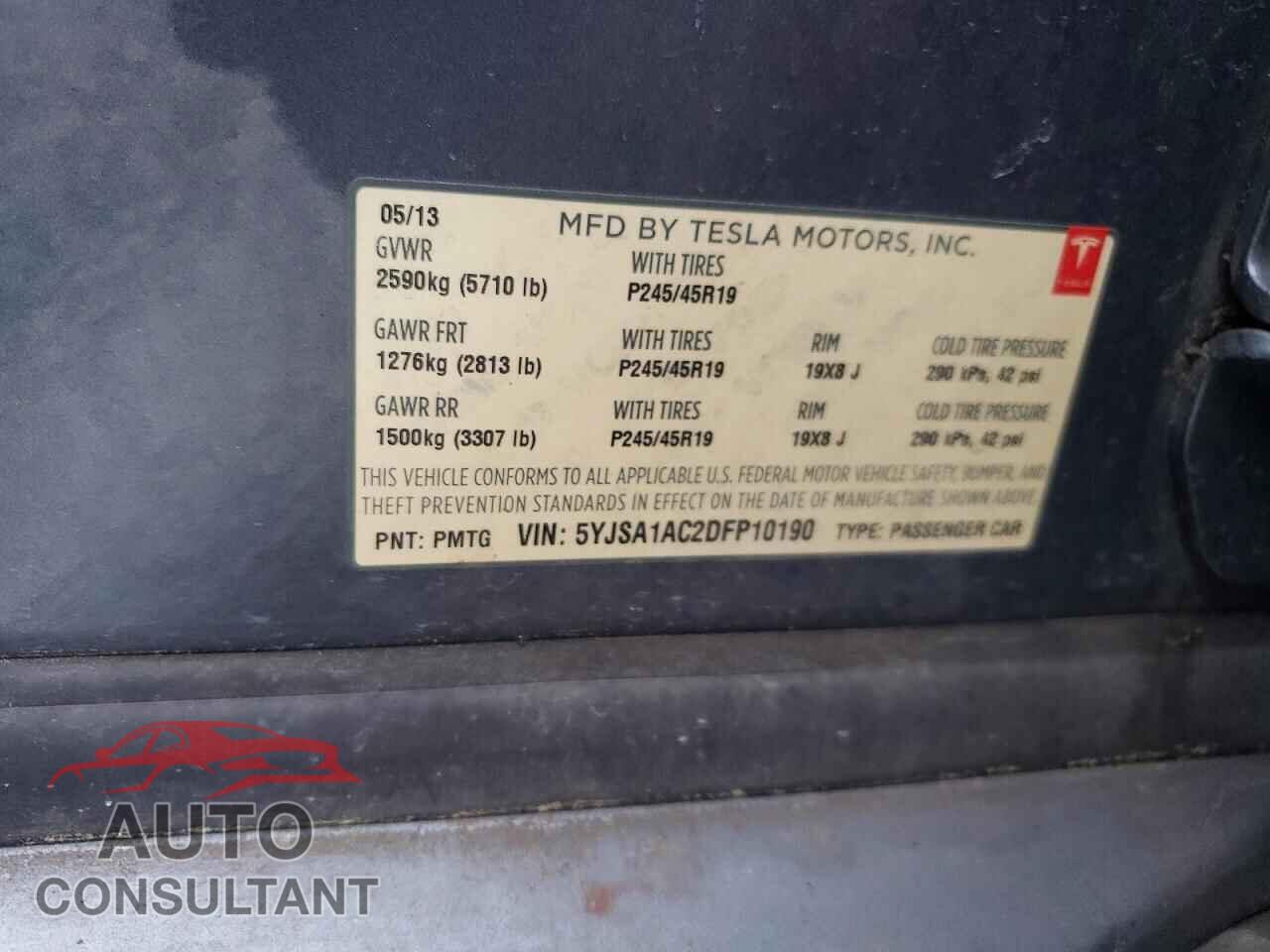 TESLA MODEL S 2013 - 5YJSA1AC2DFP10190