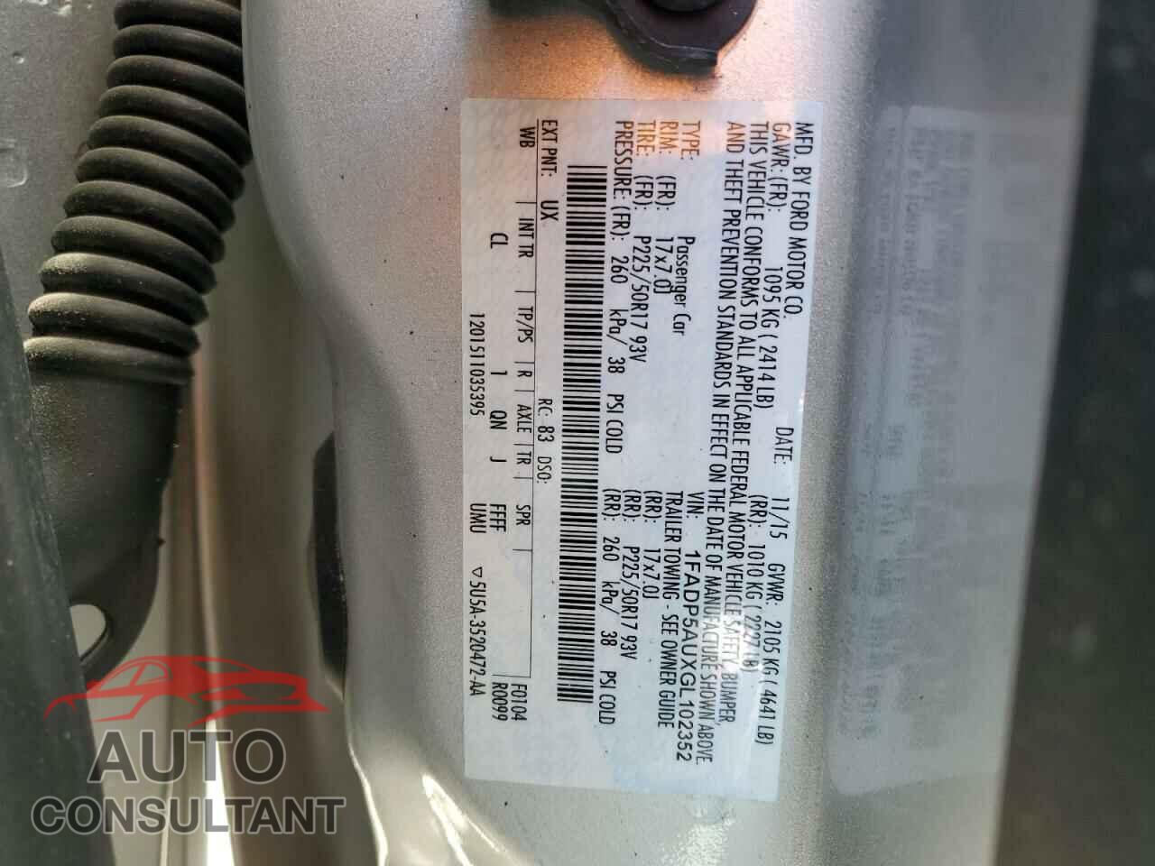 FORD CMAX 2016 - 1FADP5AUXGL102352