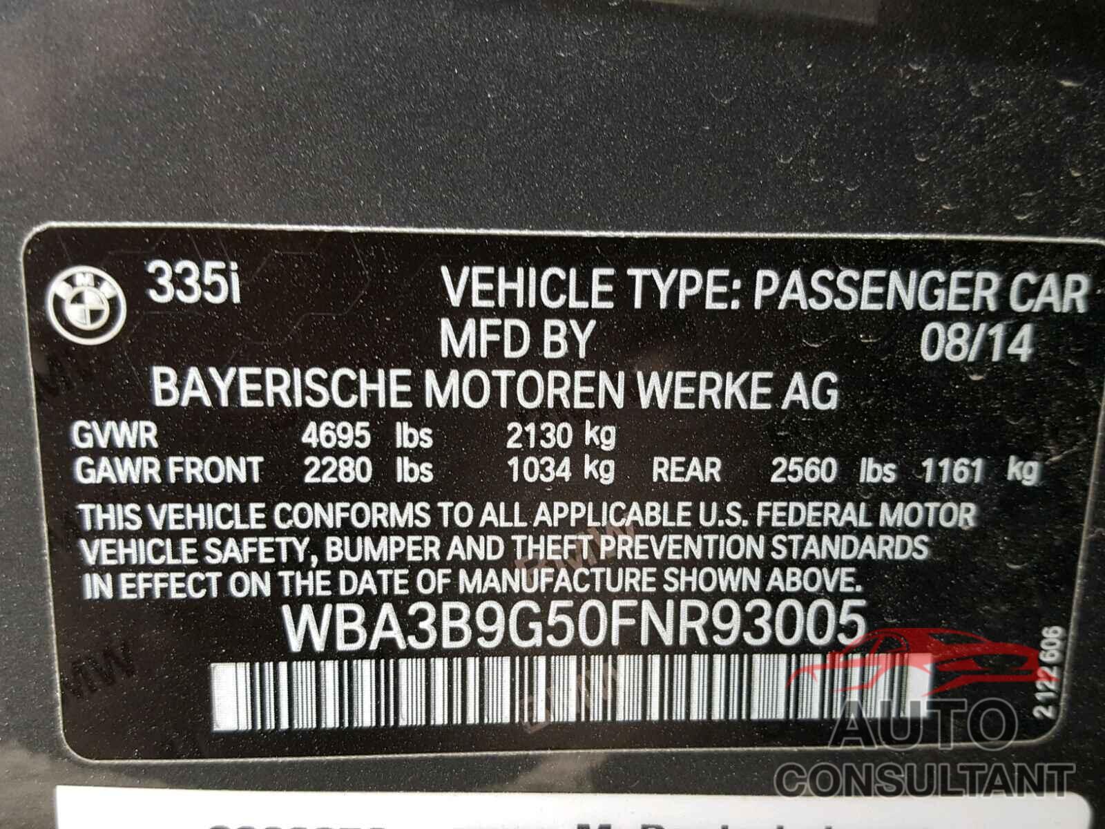 BMW 335 XI 2015 - WBA3B9G50FNR93005