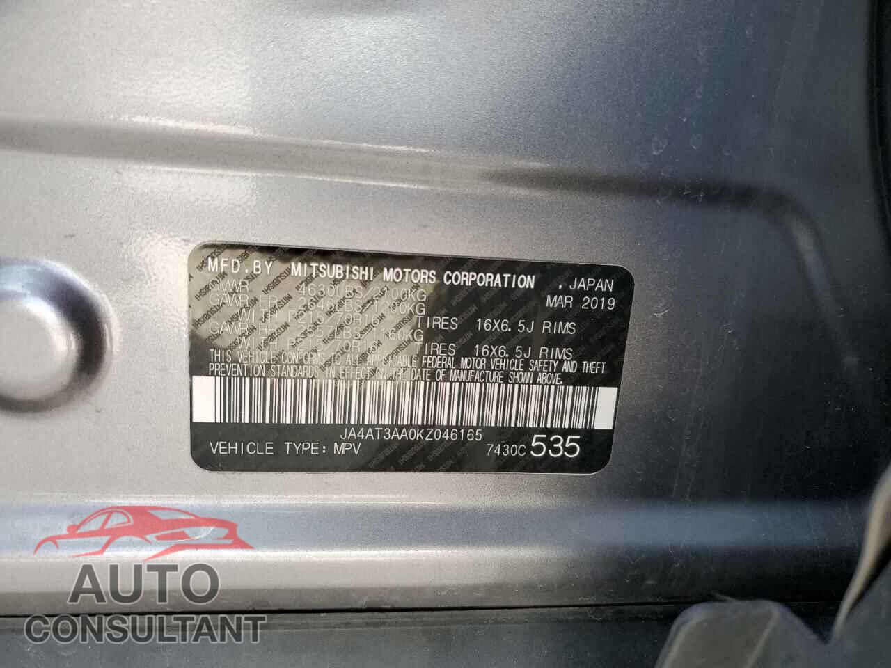 MITSUBISHI ECLIPSE 2019 - JA4AT3AA0KZ046165
