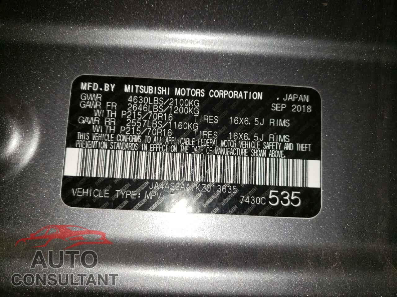 MITSUBISHI ECLIPSE 2019 - JA4AS3AA7KZ013635