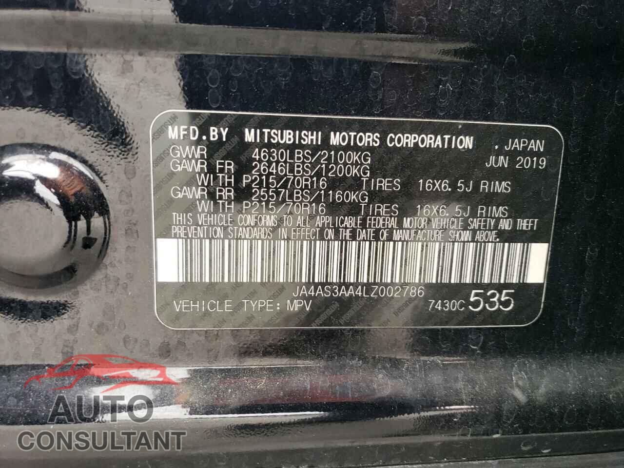 MITSUBISHI ECLIPSE 2020 - JA4AS3AA4LZ002786