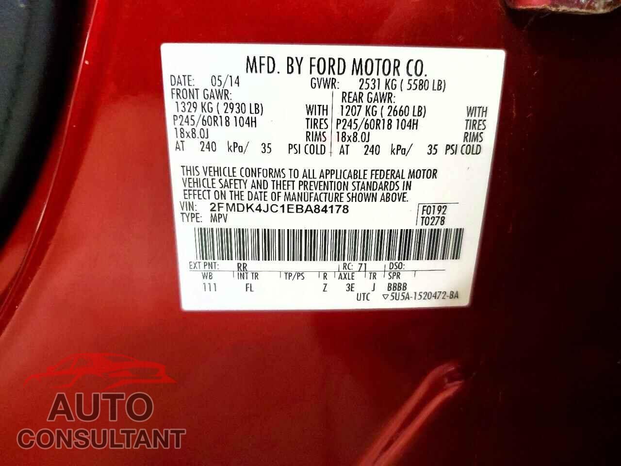 FORD EDGE 2014 - 2FMDK4JC1EBA84178