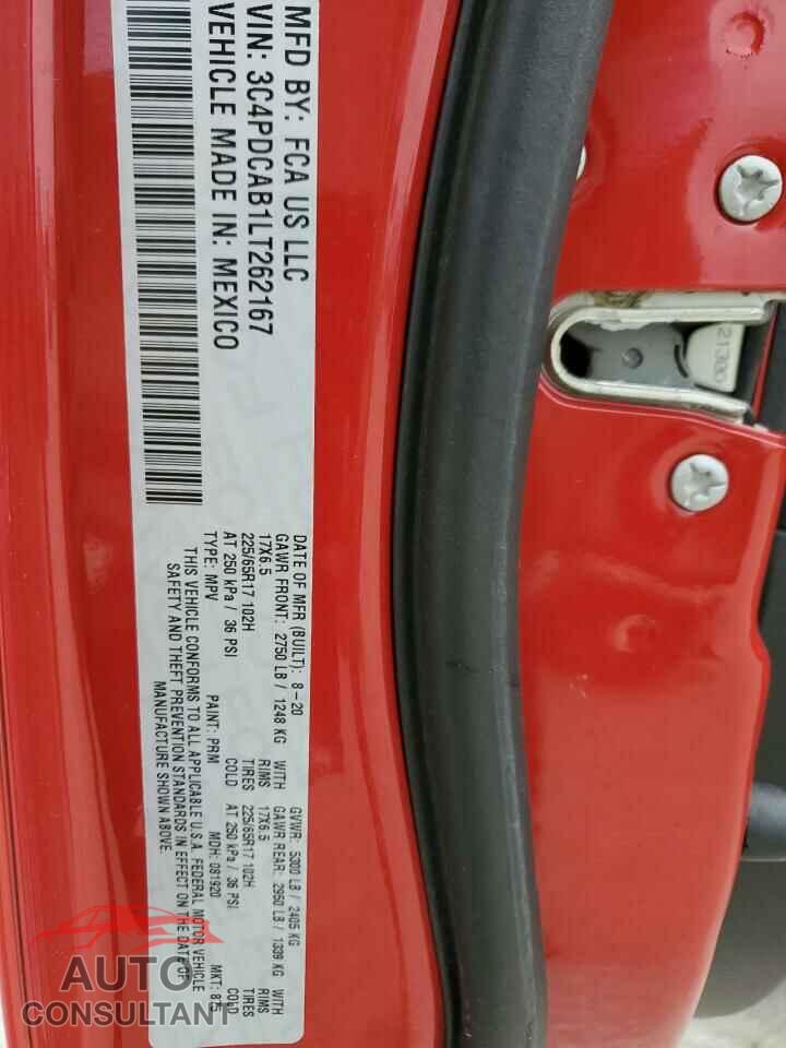 DODGE JOURNEY 2020 - 3C4PDCAB1LT262167