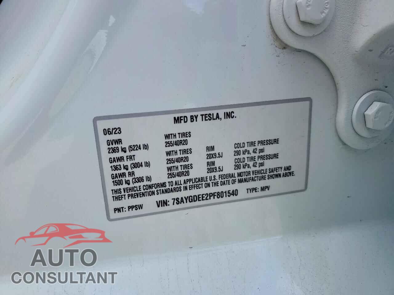 TESLA MODEL Y 2023 - 7SAYGDEE2PF801540