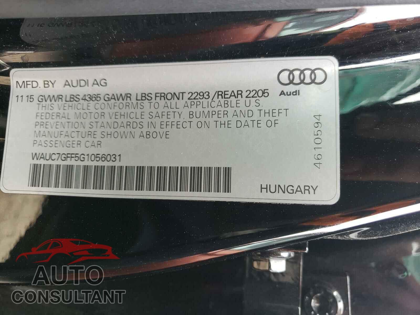 AUDI A3 2016 - WAUC7GFF5G1056031
