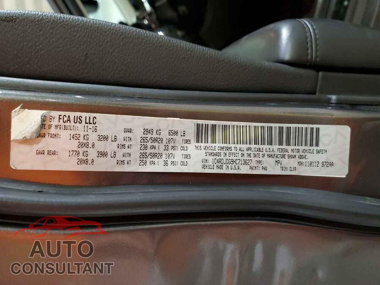 DODGE DURANGO 2017 - 1C4RDJDG9HC713627