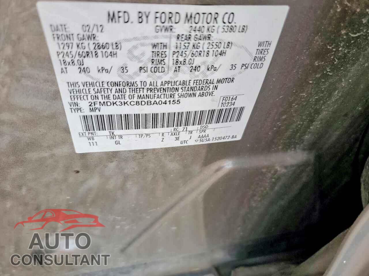FORD EDGE 2013 - 2FMDK3KC8DBA04155