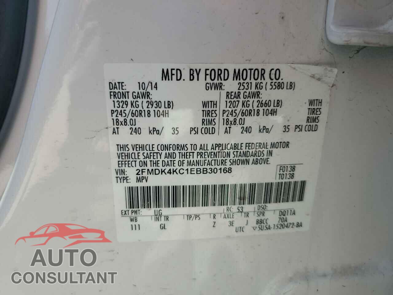 FORD EDGE 2014 - 2FMDK4KC1EBB30168