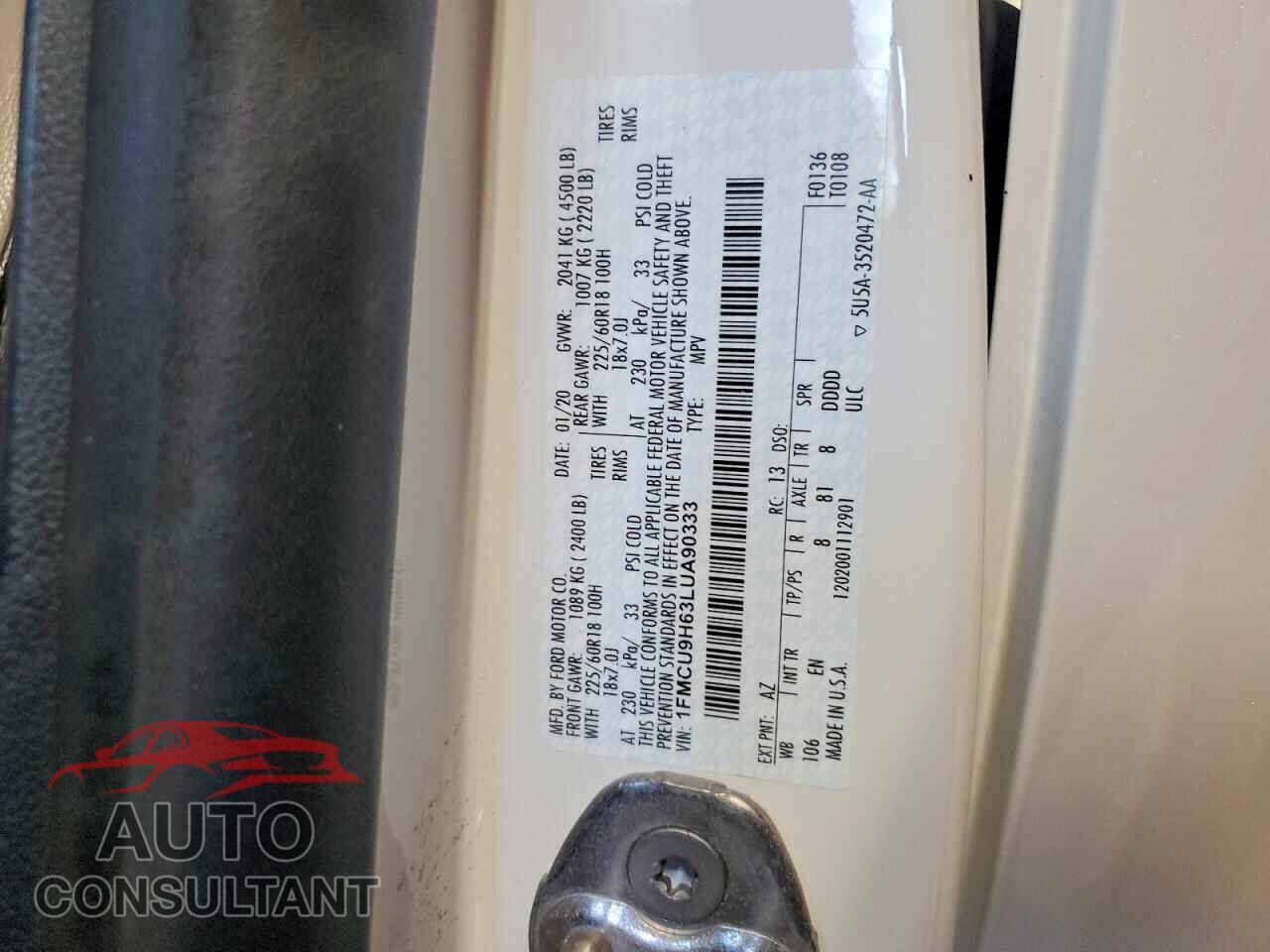 FORD ESCAPE 2020 - 1FMCU9H63LUA90333