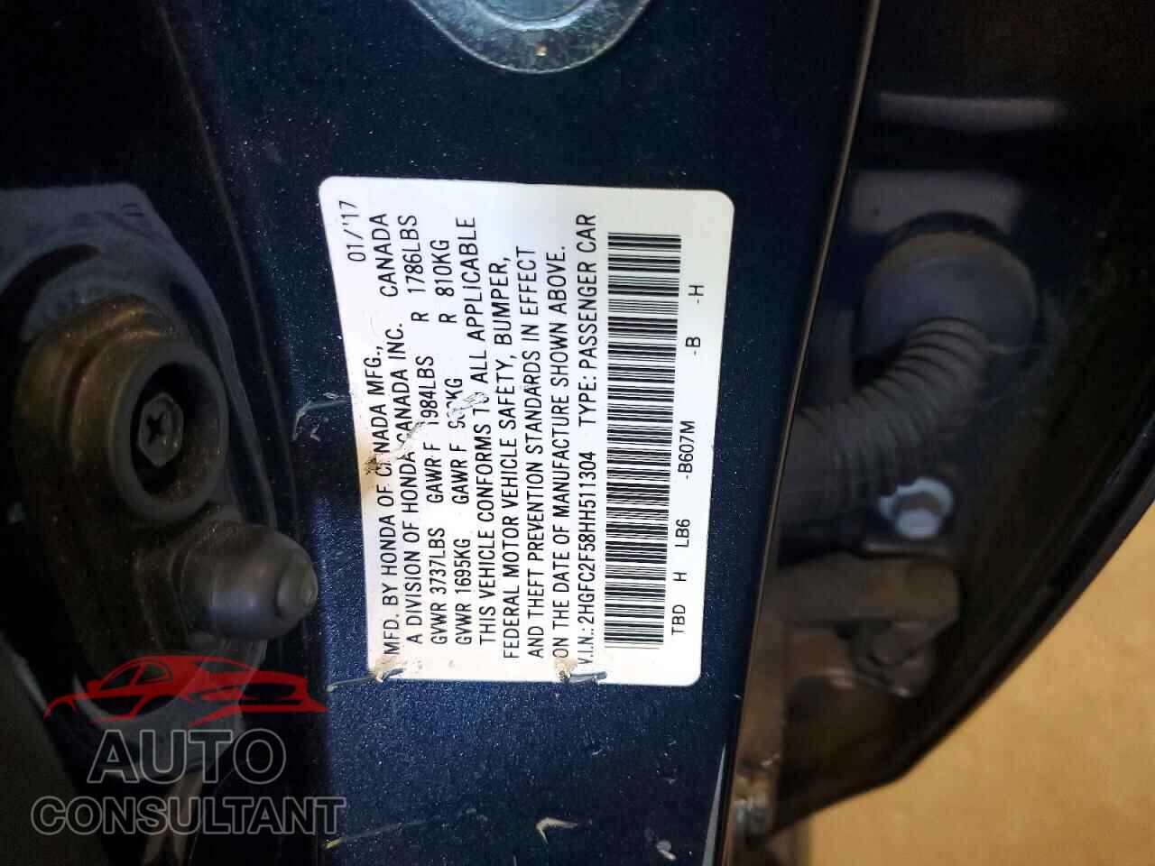 HONDA CIVIC 2017 - 2HGFC2F58HH511304