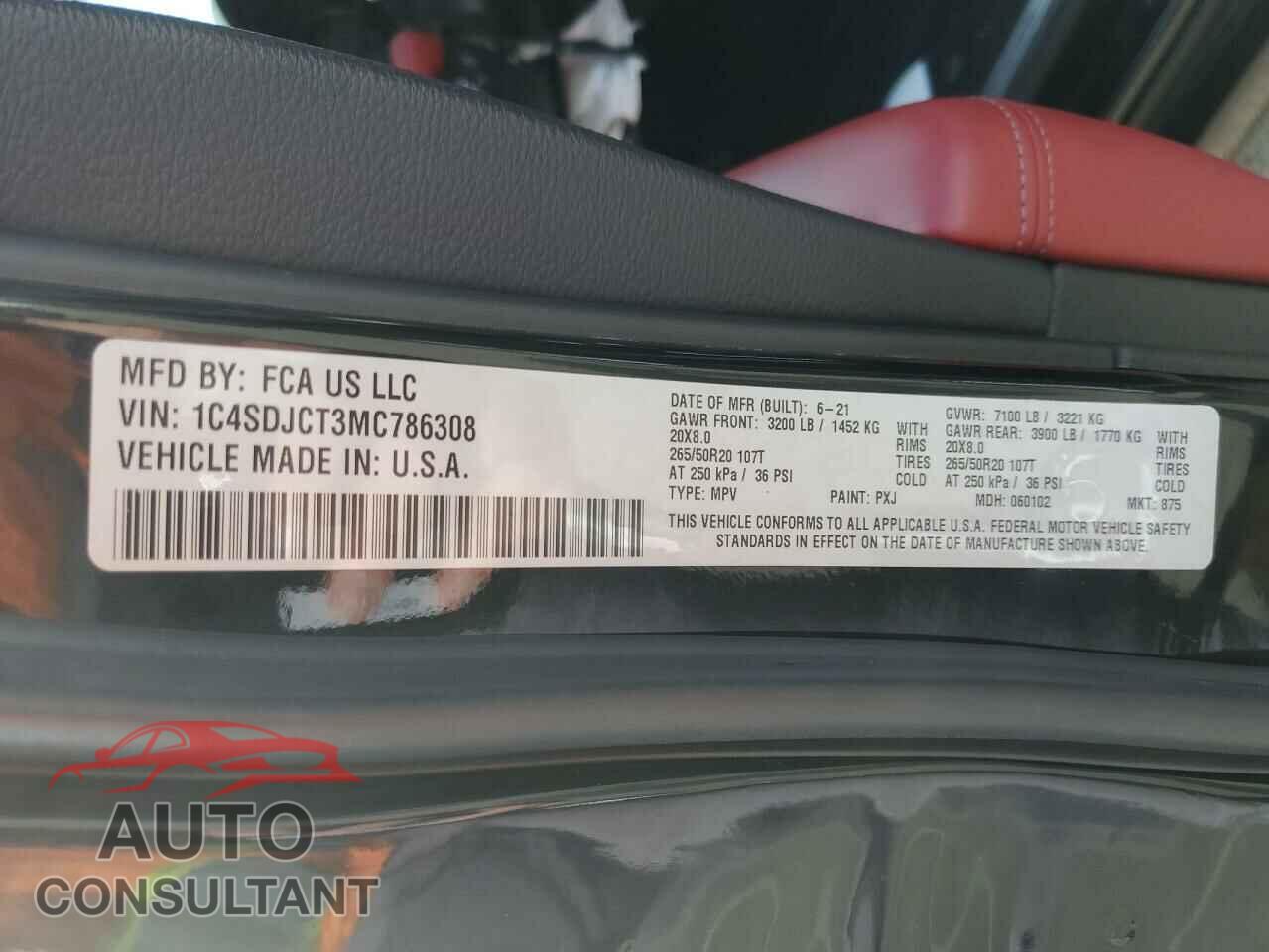 DODGE DURANGO 2021 - 1C4SDJCT3MC786308