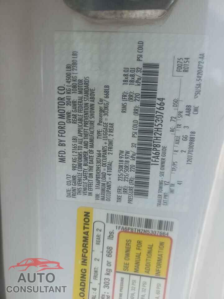 FORD MUSTANG 2017 - 1FA6P8TH2H5307664