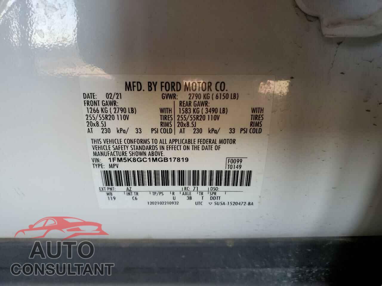 FORD EXPLORER 2021 - 1FM5K8GC1MGB17819
