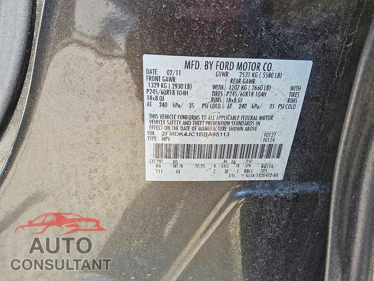 FORD EDGE 2011 - 2FMDK4JC1BBA95113