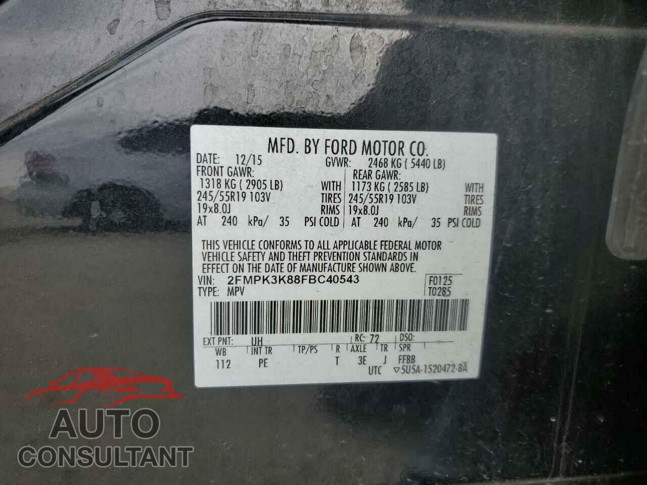 FORD EDGE 2015 - 2FMPK3K88FBC40543