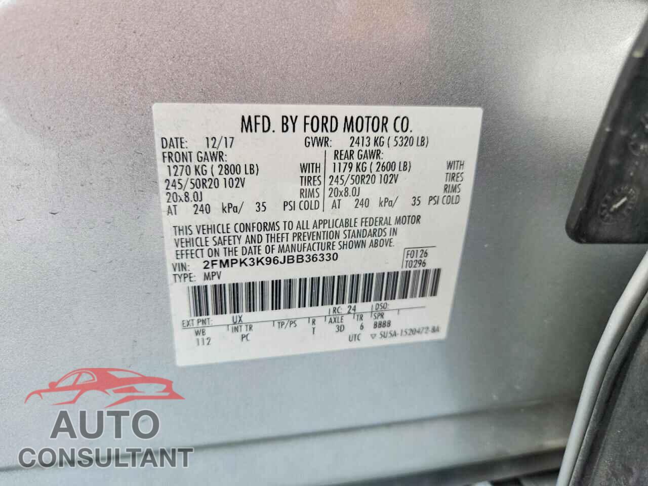 FORD EDGE 2018 - 2FMPK3K96JBB36330