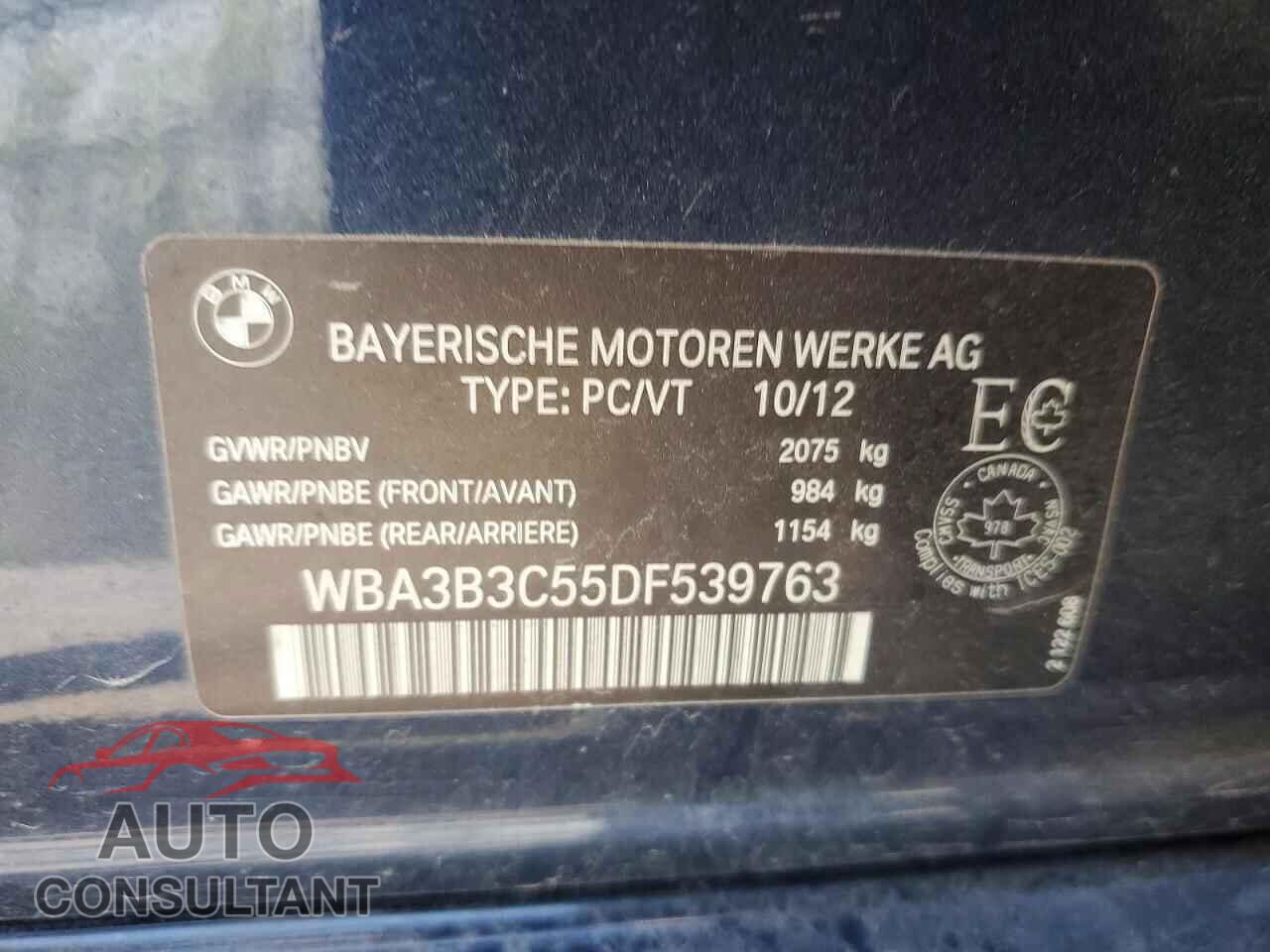 BMW 3 SERIES 2013 - WBA3B3C55DF539763