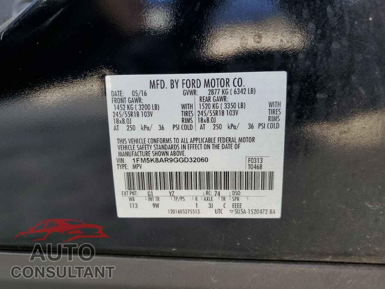 FORD EXPLORER 2016 - 1FM5K8AR9GGD32060